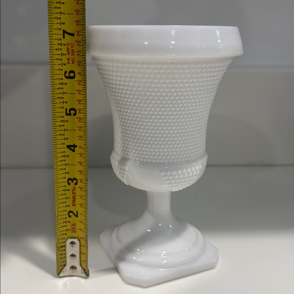VINTAGE 60s/70s L.E. Smith Hobnail Milk Glass Urn, Compote Vase Jar, MCM Decor - Picture 4 of 4